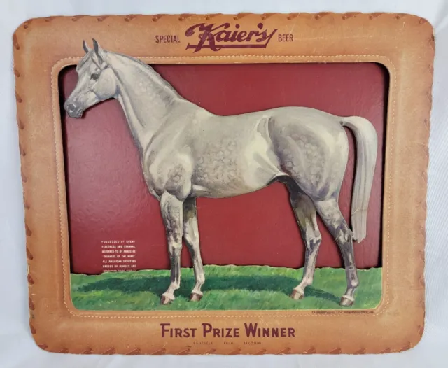 Vtg Kaier's Beer Advertising Diorama Sign Cardboard Dapple Grey Horse Mahanoy PA