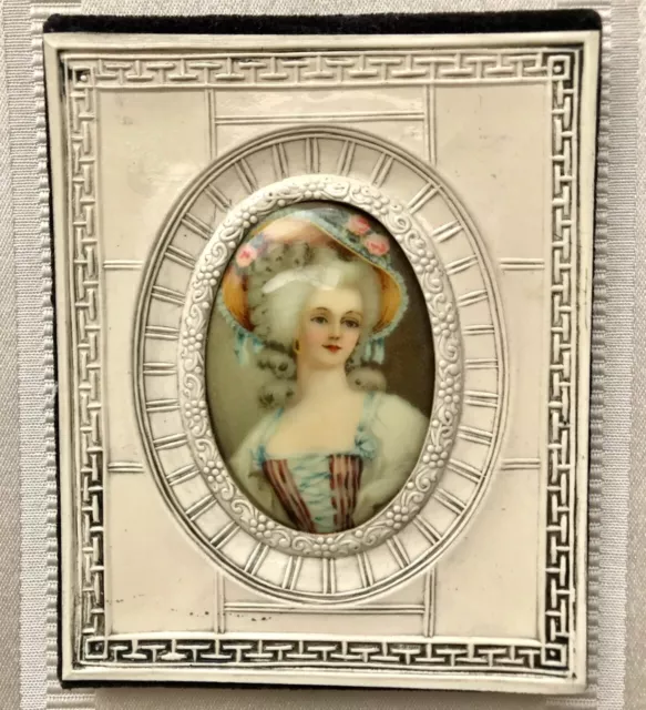 Vintage Celluloid Picture Frame With French Lady Portrait
