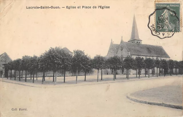 Cpa 60 Lacroix Saint Ouen / Eglise / Place De L'eglise