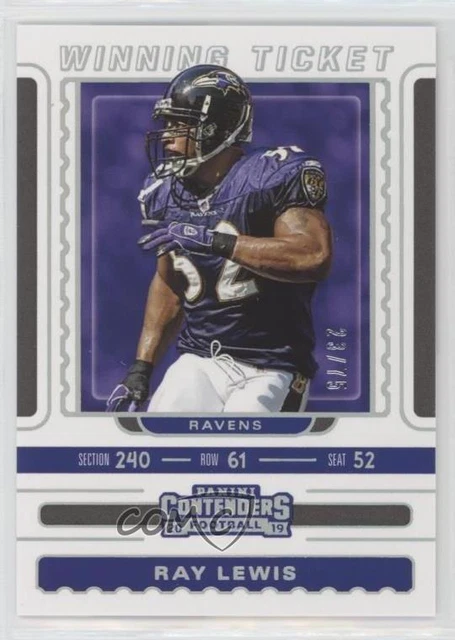 2019 Panini Contenders Winning Tickets Silver /75 Ray Lewis #WT-5 HOF