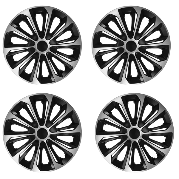 15" Wheel Covers Hub Caps 15 Inch Wheel Trims Trim Set Of 4 Plastic [STR SILVER]