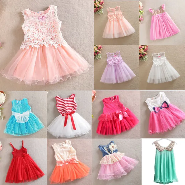 Girl Dress Lace TuTu Party Birthday Dress Multi Designs Size 3 months to 8 years