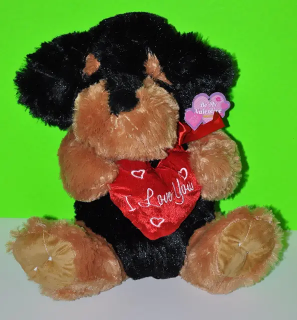 Teddy Bear Dog Plush Doll Valentine 12"-14" Cute Birthday Gift Black Puppy Nwt