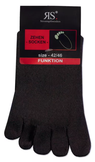 1 - 10 PAAR Zehensocken, schwarz, Baumwolle, mit echter Ferse!