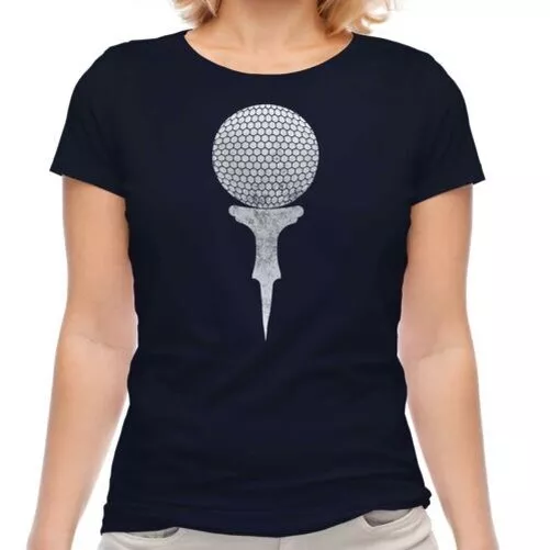 Pallina da Golf E Tee Effetto Rovinato Donna T-Shirt Vintage Top Giocatore Gift