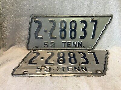 Vintage 1953 Tennessee License Plate Pair Shelby County