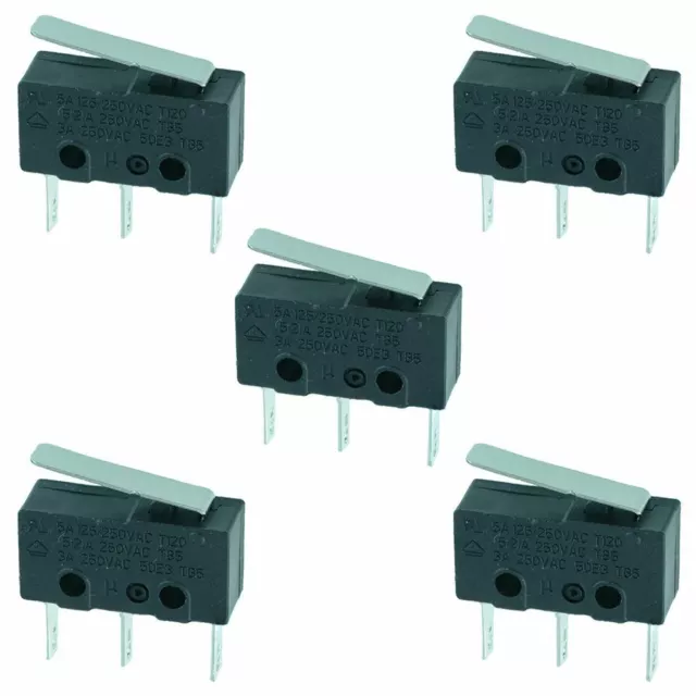 5 x 17mm Lever V4 Miniature Microswitch SPDT 5A Micro Switch