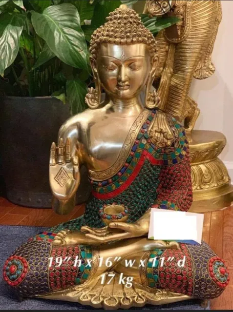 Whitewhale Brass Buddha Statue Blessing Murti for Home Decor Entrance Feng Shui