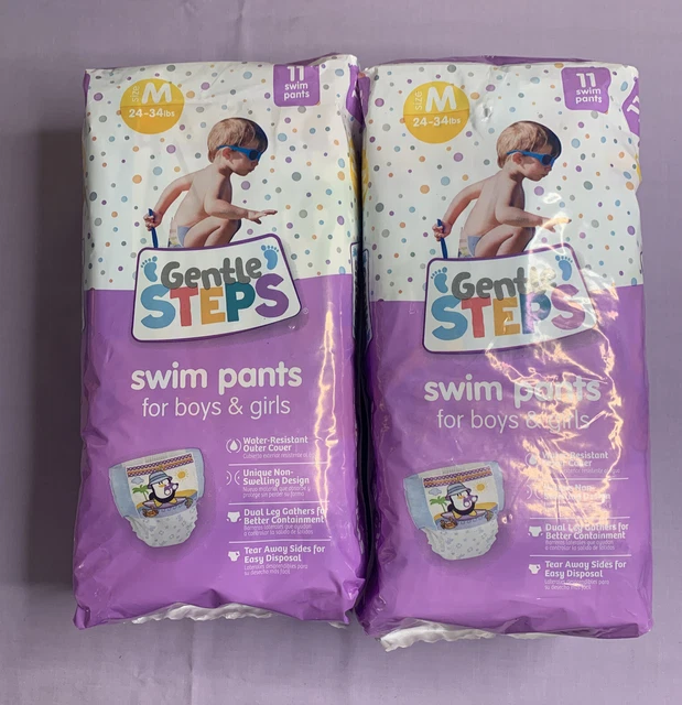 Gentle Steps Swim Pants Diapers For Boys & Girls Size M 24-34 Lbs 2 Packs Of 11