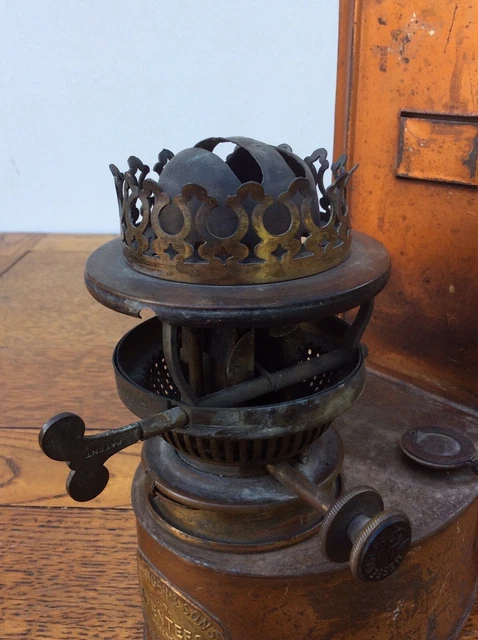 ANTIQUE MESSENGERS BRASS No 2 DUPLEX RISE & FALL BURNER & WALL OIL LAMP