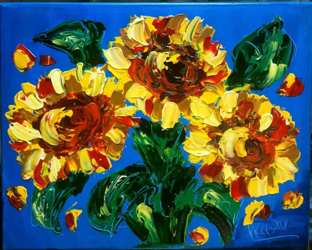 SUNFLOWERS ARTIST ORIGINAL by Mark Kazav  Abstract Modern CANVAS PSDFB