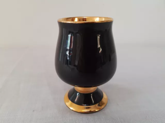 Vintage Prinknash Art Pottery Gold & Black Royal Silver Jubilee Queen Cup Goblet 3