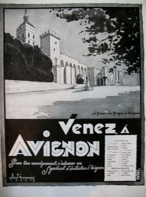 Publicite De Presse Tourisme Avignon Palais Des Papes Duvernay French Ad 1929