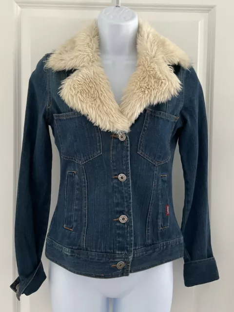 Hollister jean jacket with fur hotsell