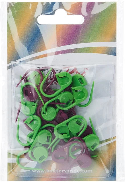 Marcadores de punto de bloqueo de plástico KnitPro KP10805, paquete de 30, púrpura y verde