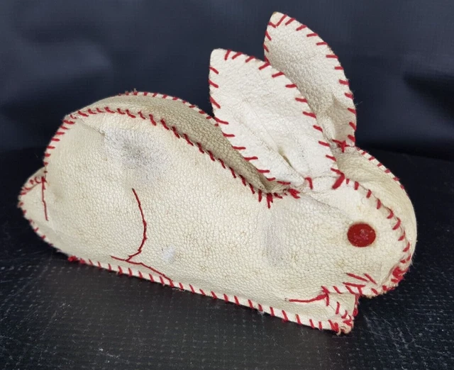 Ancien Jouet Lapin En Skaï Ou Cuir - Vintage