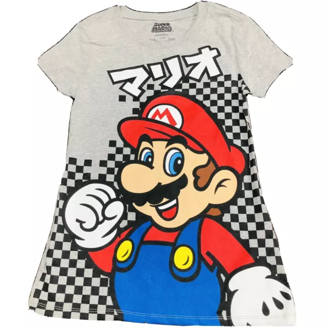 Camiseta Super Mario/Juniors (S) 3-5/Gris/Enormes Gráficos/Nintendo