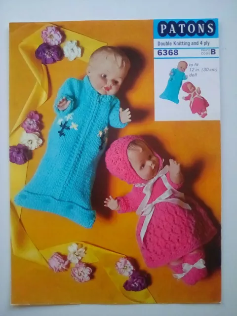 Patons - Dolls Clothes & Zip up Sleeping Bag - Original Vintage Knitting Pattern