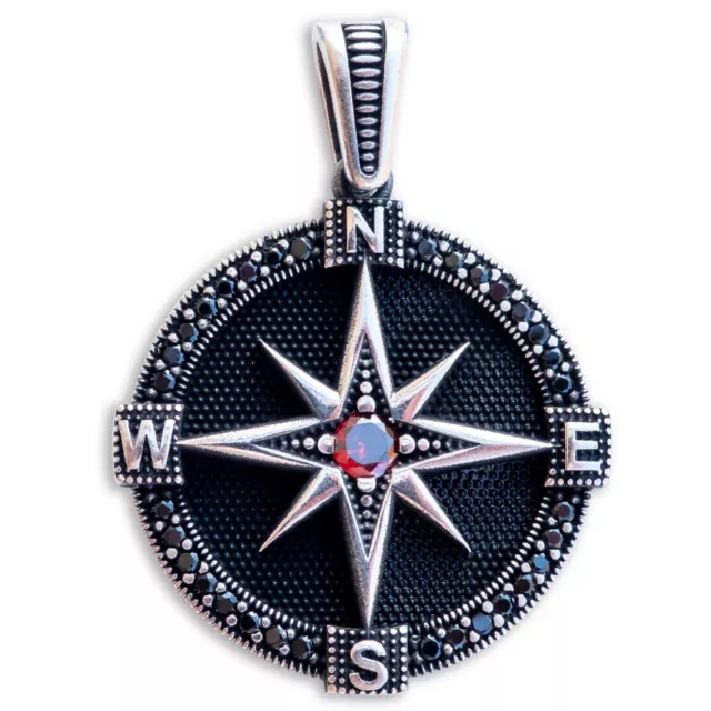 Compass Pendant Necklace Sterling Silver Travel Amulet Talisman Graduation Gift 2