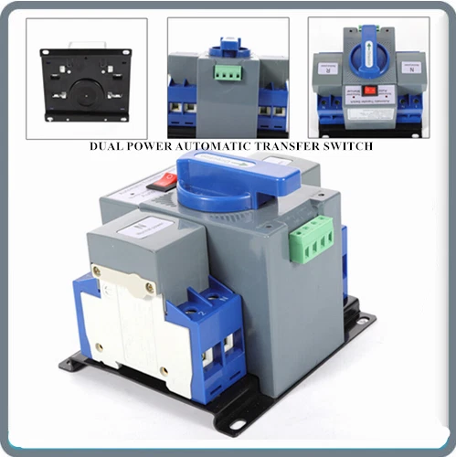 Commutateur De Transfert Automatique (ATS) 63A 4P 220V - Pour Groupe électrogène - Changement Automatique Ou Manuel - Bleu/Gris