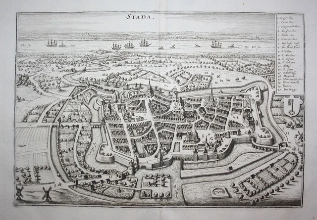 Stade Forcellone Bassa Sassonia Engraving Rotocalco Incisione Merian 1650