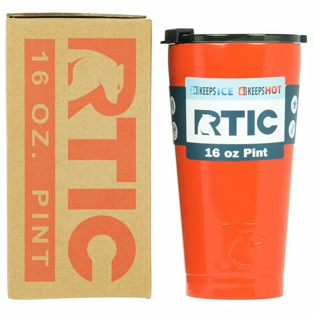 RTIC Hot Cold Double Wall Vacuum Insulated 16oz Pint ORANGE