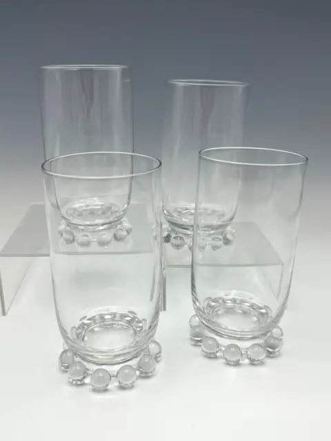 4 Imperial Glass Candlewick Ball Footed 12 oz Iced Tea Tumblers 5 3/8"