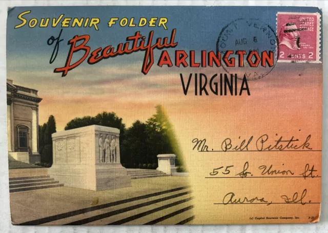 Beautiful Arlington Virginia 18 Postcard Souvenir Folder - Posted