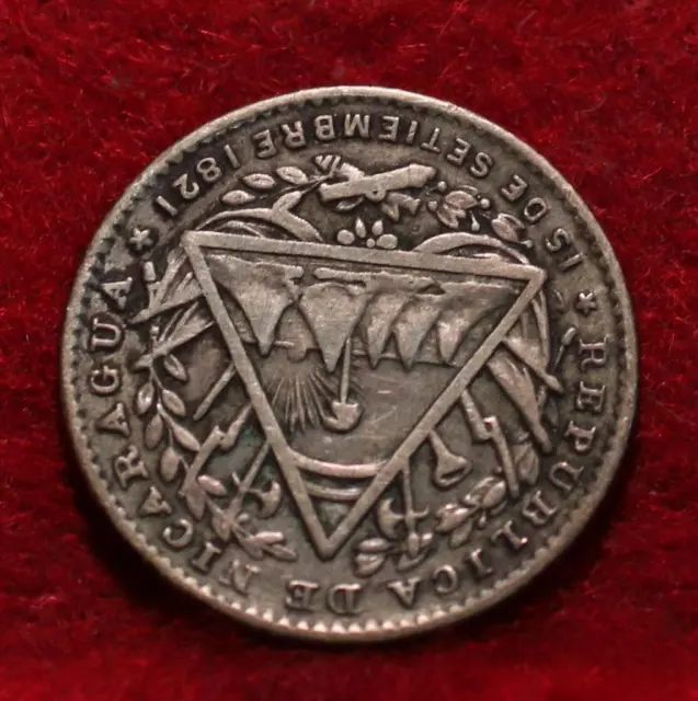 1887 Nicaragua 5 Centavos Silver Foreign Coin
