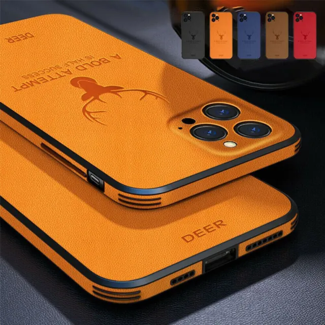 For iPhone 15 14 13 Pro Max 12 Pro 11 XS Max XR Case Leather Silicone Back Cover