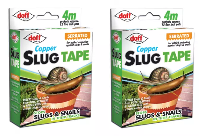 2x Doff Slug & Snail Adhesive Copper Serrated Edge Barrier Tape Repellent - 4m