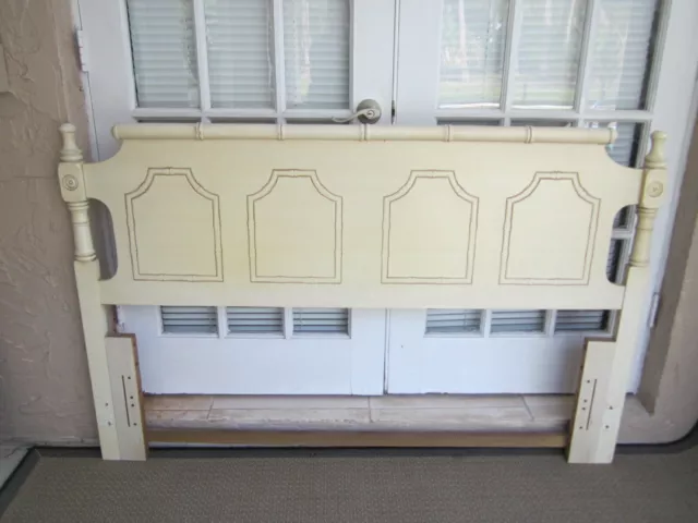 Wood Hollywood Regency Full Queen Headboard Cream Color