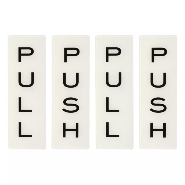 Insegna porta push push pull 6x2", 2 paia acrilico autoadesivo bianco/nero