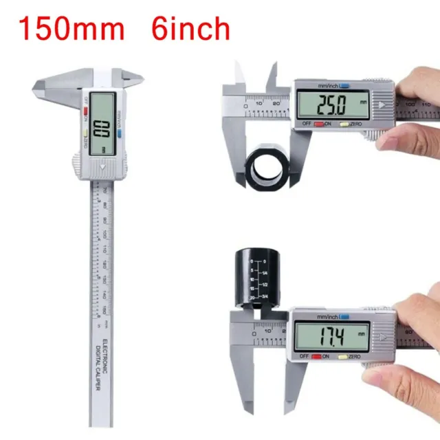 Digital Caliper Vernier Micrometer Electronic Ruler Gauge Meter, 150mm 6 Inch