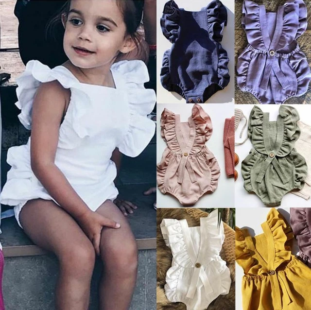 Newborn Toddler Baby Girl Romper Tops Ruffle Bodysuit Jumpsuit Clothes Outfits
