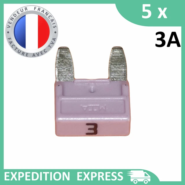 5 mini fusibles 3A auto moto à lame violet