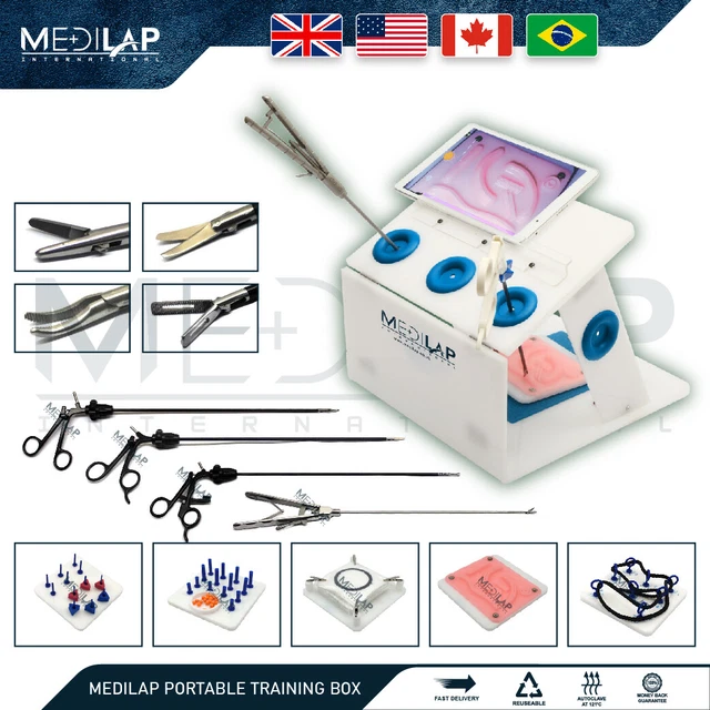 PORTABLE LAPAROSCOPY TRAINER Simulator Laparoscopic Training Practice ...