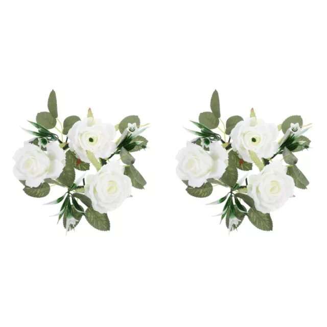 2 Count Artificial Leaf Candle Rings Flower Wreaths Candlestick