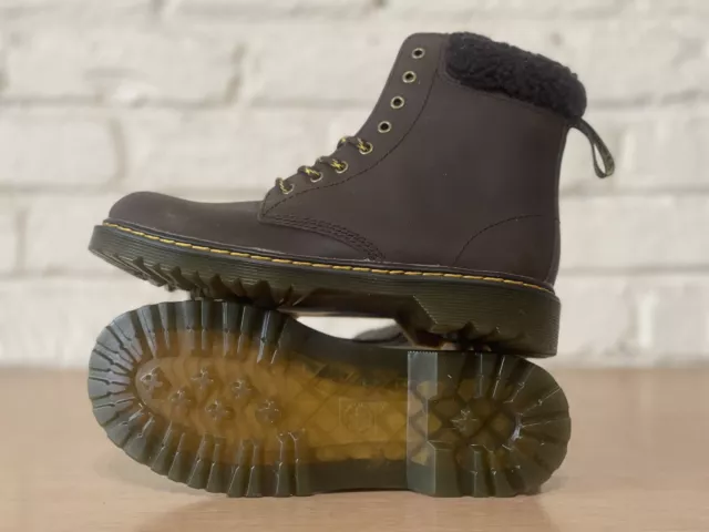 Dr. Martens 1460 Collar J Brown Leather Fur Cuff Ankle Boot Women Size 5 / Men 4