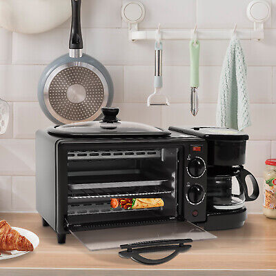 3in1 MINI FORNO GRILL PIASTRA PIZZA FORNO colazione macchina con macchina da caffè 