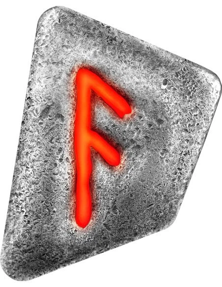 ANSUZ CAST RUNE Alphabet UV Effect 1 Oz Silver Coin 10 Mark Germania 2023