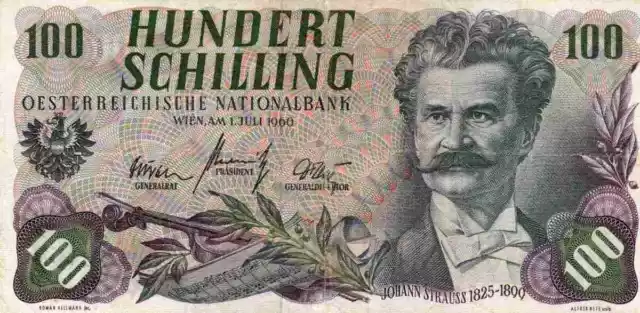 Austria: 100 schilling 1/07/1960 "Johann Strauss" (Pick#138)