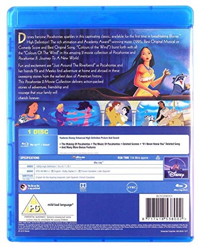 Pocahontas 1 & 2 Doublepack [Blu-ray] [Region Free] - DVD - Free Shipping. - New