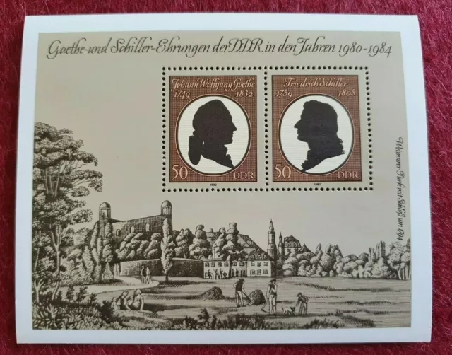 Goethe- und Schiller Ehrungen der DDR, Block 66, Mi. Nr. 2681-2682, Postfrisch