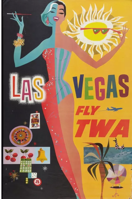 LAS VEGAS, USA, FLY TWA-REPRO AFFICHE SUR TOILE EN 340g (50X70)