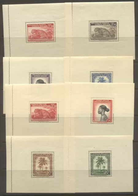 Belgian Congo #193 219 Var Nh Menthe - 1944 Pictural S/S