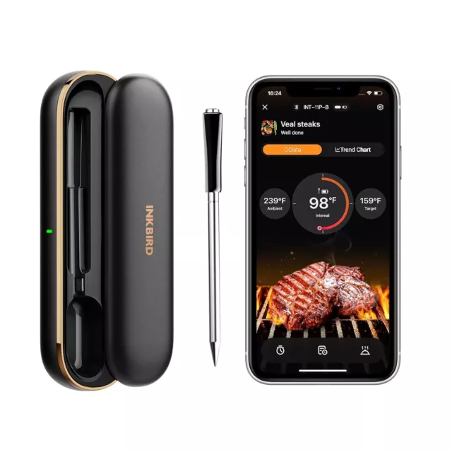 INKBIRD Bluetooth Meat Thermometer Wireless INT-11P-B for Smoker Oven Grilling