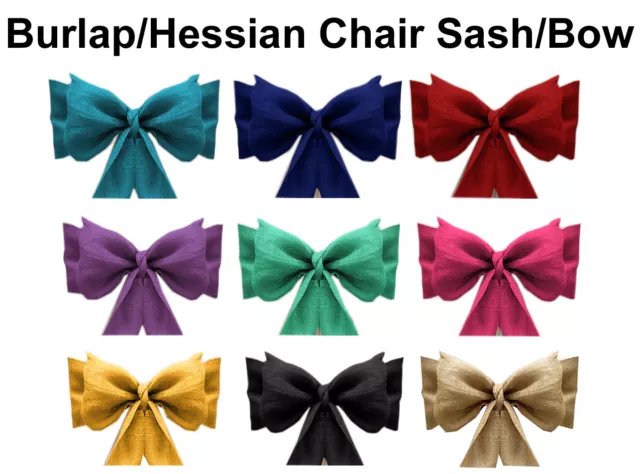 10 Natural Burlap Jute Hessian Chair Sashes Bows Sash Wedding Event Decoration