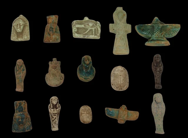 COLECCIÓN de 15 Amuletos antiguos faraónicos egipcios antiguos raros...