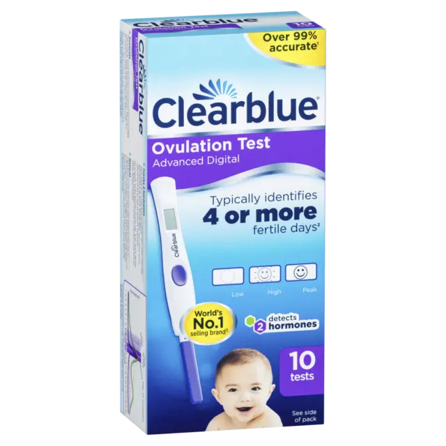 Kit de prueba de ovulación digital avanzada Clearblue 10 pruebas indicador hormonal dual